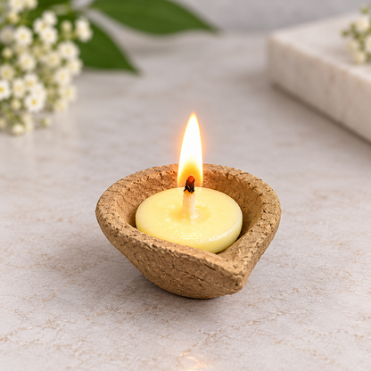 Shubh Deep Combo – Cow Ghee Wicks + 6 FREE Cow Dung Diyas