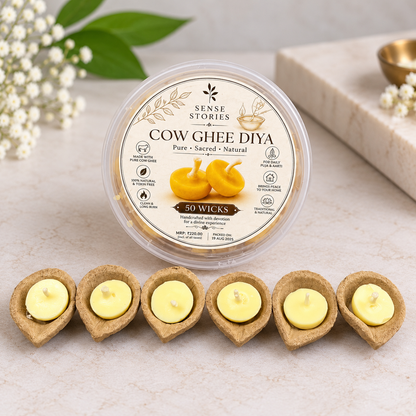 Shubh Deep Combo – Cow Ghee Wicks + 6 FREE Cow Dung Diyas