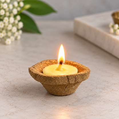 Shubh Deep Combo – Cow Ghee Wicks + 6 FREE Cow Dung Diyas