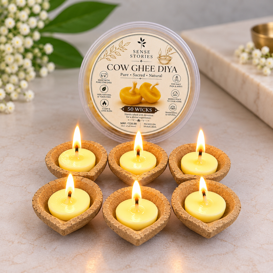 Shubh Deep Combo – Cow Ghee Wicks + 6 FREE Cow Dung Diyas